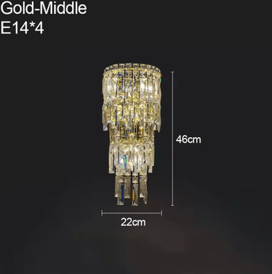 Inspire Curations Modern Luxury Crystal Wall Sconce gold M 46x22cm warm Light