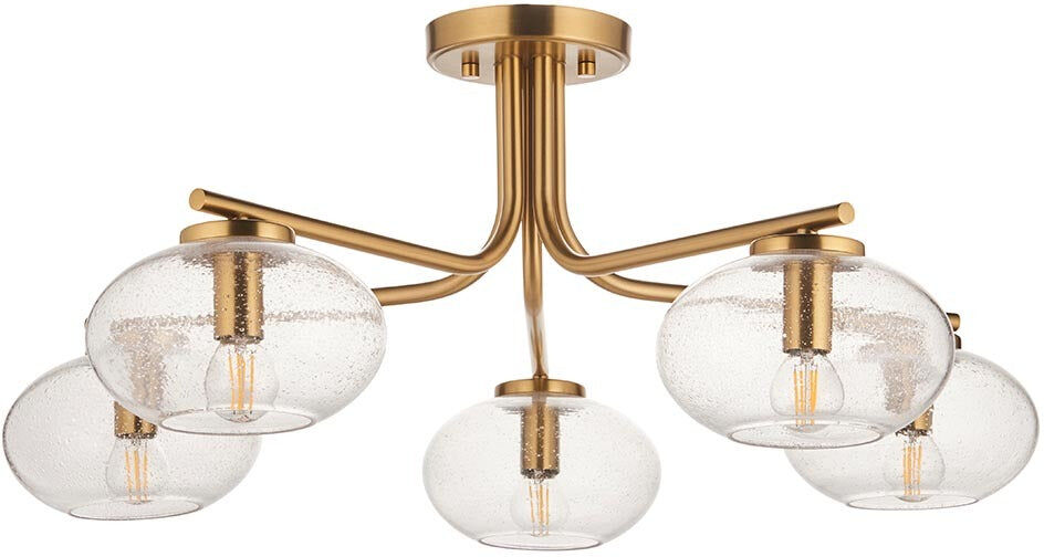 Nayeli Gold & Glass Semi Flush Ceiling Light