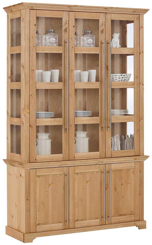 Pharao24.de Wohnzimmerschrank mit drei Glastüren Landhausstil