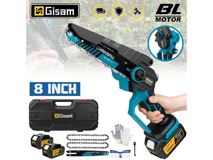 Tronçonneuse électrique sans fil Gisam 8 pouces, sans balais, pour le travail du bois, coupe-bois, outils électriques pour batteries Makita 18V.