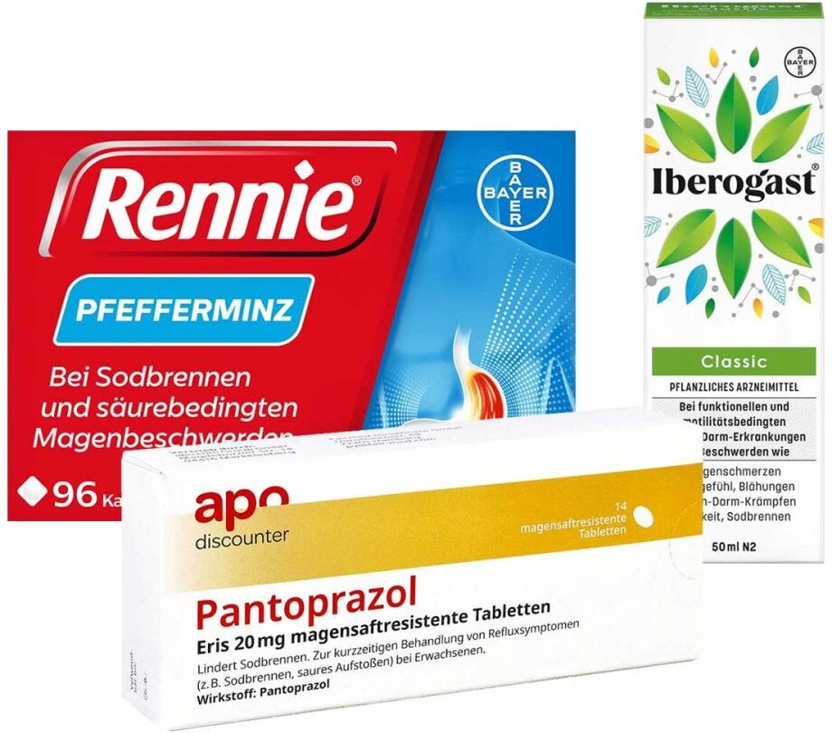 apodiscounter Rennie Pfefferminz + Iberogast Classic + Pantoprazol Eris