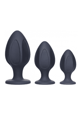 XR Brands 3 Plugs Silicone noir