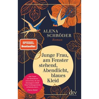 Junge Frau, am Fenster stehend, Abendlicht, blaues Kleid, Gebundene Ausgabe von Alena Schröder, dtv
