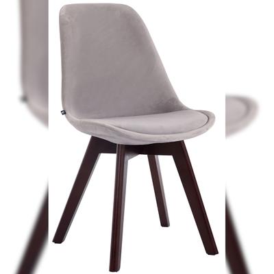 DELUKE Besucherstuhl LAGOS - Samt Grau 48x55x84 cm Dunkelbraun | Besucherstühle Konferenzstuhl Wartezimmerstuhl Bürostühle Bürostuhl Konferenzraum