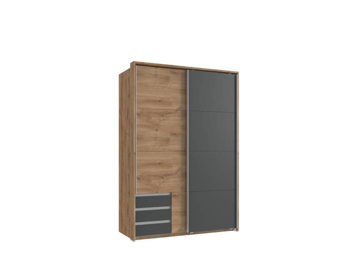 Schwebetürenschrank 2-trg.Kleiderschrank 138 cm Eiche Dekor Grafit Passepartout / 22671