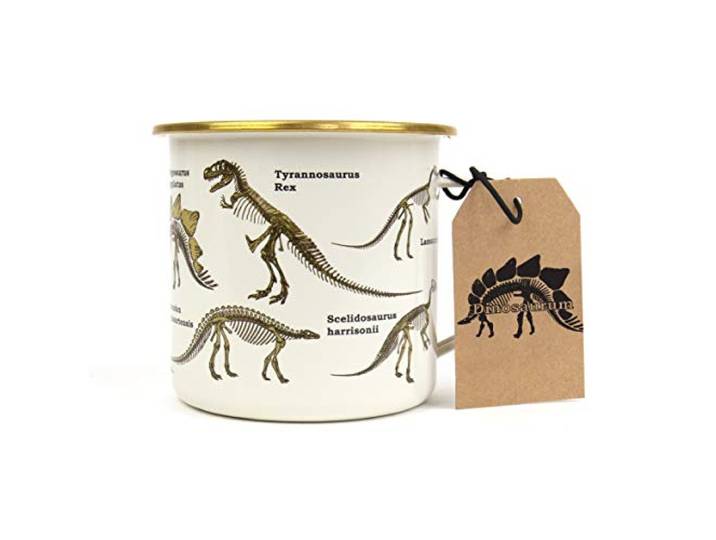 Gift Republic emaille mok dinosaurus wit standaard