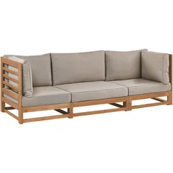 GARTENSOFA 3-Sitzer zertifiziertes Akazienholz hellbraun Auflagen taupe Trani