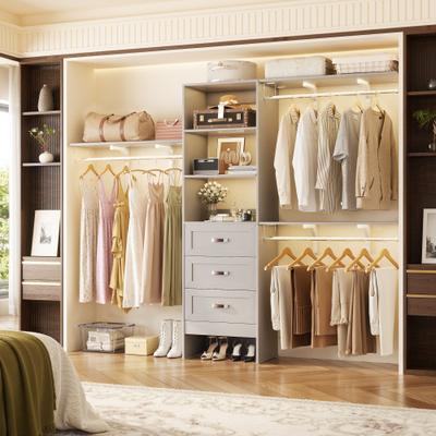 Rackcog Adjustable Closet Organizer with Drawers, Closet System with Hanging Rods and Storage Shelves