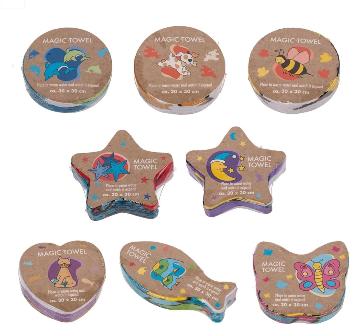 Set van 8 Magische Kinderhanddoeken - Vouwdoekjes voor het handen wassen - 30 x 30 cm