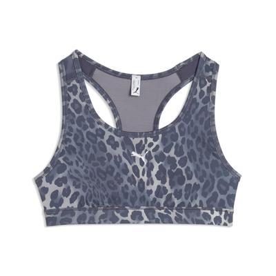 Sport-BH PUMA "4KEEPS BRA - P - SPOTTED HAZE - MID", Damen, Gr. XS, N-Gr, grau (inky depths), Interlock, Obermaterial: 85% Polyester, 15% Elasthan, schmal, BHs Sport-BH, mit Feuchtigkeitsmanagement, mit herausnehmbaren Polstern