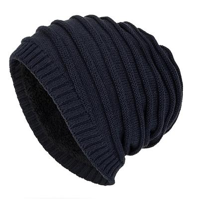 Herren Beanie Mütze Wintermützen Cap Flügelärmel Bündchen stricken Schwarz Wein Acrylfasern Strick Vlies Modisch Traditionell-Klassisch Outdoorbekleidung Casual Glatt Warm