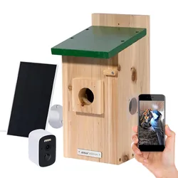dobar Nistkasten EAZY Flachdach inkl. WiFi Kamera und Solar-Panel, Grün