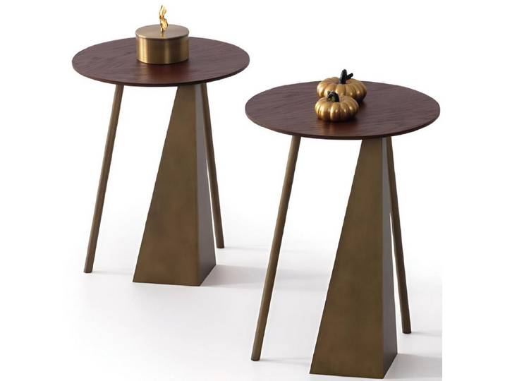 JVmoebel Beistelltisch JVMoebel Beistelltisch mit Holzoberflächen und metallischen Akzenten (2-St), Made in Europa