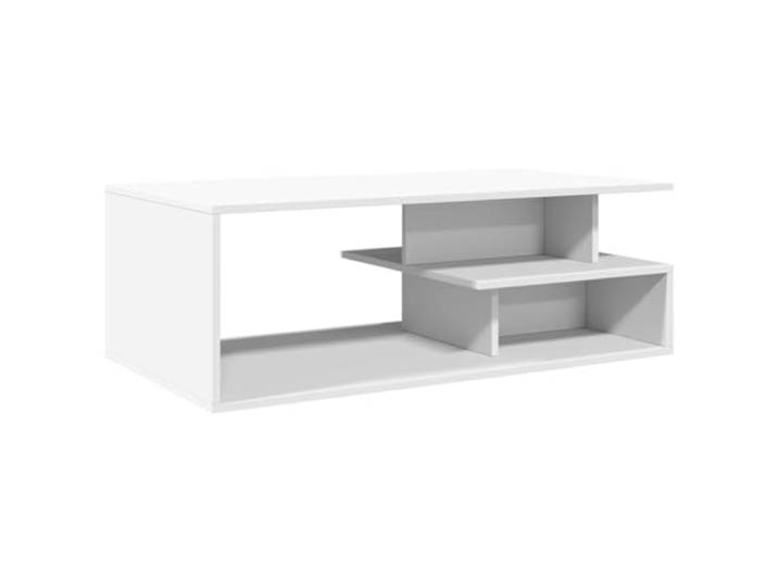 KMVXCVNM Couchtisch Weiß 102x55x35 cm Wohnzimmertisch Holzwerkstoff Praktischer Beistelltisch mit reichlich Ablage für Ordnung im Wohnzimmer oder Loungebereich, pflegeleicht und stabil.