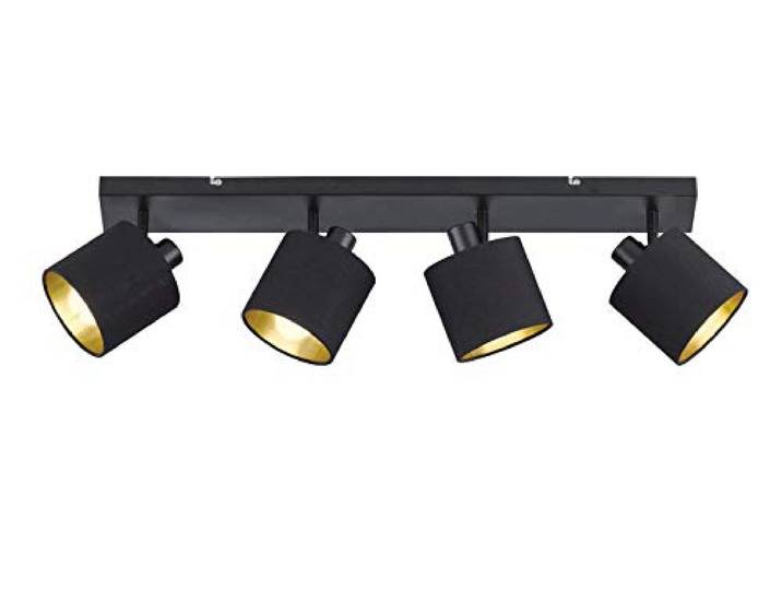 Reality Spot Bar TOMMY R80334079\, Métal Noir Mat\, Abat-jour Tissu Doré