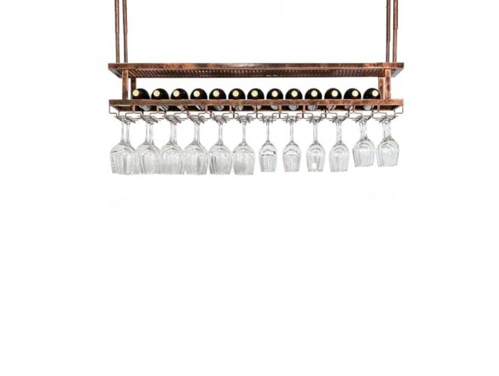 3 Ebenen Weinglas Hängeregal höhenverstellbares Weinglasregal an der Decke Umgedrehte Weinregale, Flaschenhalter, Dekorationsregal für Bars, Restaurants, Küchen(Bronze,80x30cm)