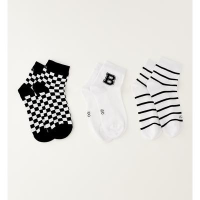 Socken IDO "BOY ACCESSORIES", Mädchen, Gr. III, schwarz-weiß (optical weiß), Baumwolle, Socken Socken