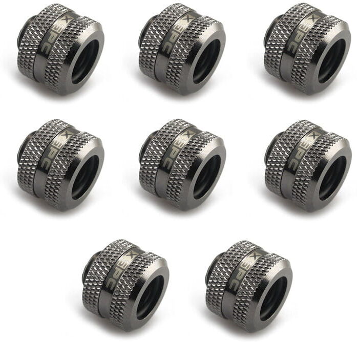 XSPC 14MM HardTube FITTING - SCHWARZ CHROM (8er Pack)