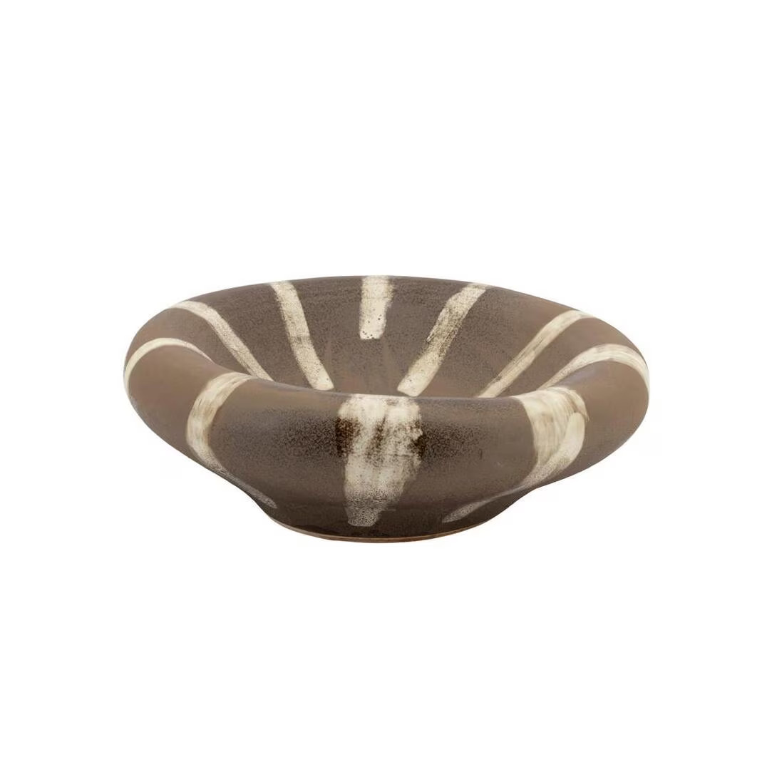 By-Boo Zen geglazuurde aardewerk schaal, Taupe, 37 cm