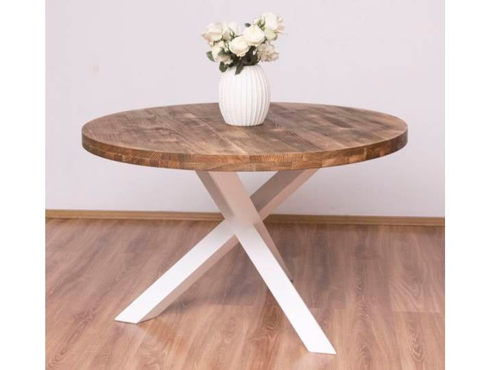 Runder Holzesstisch modernes Design, weiß-braun