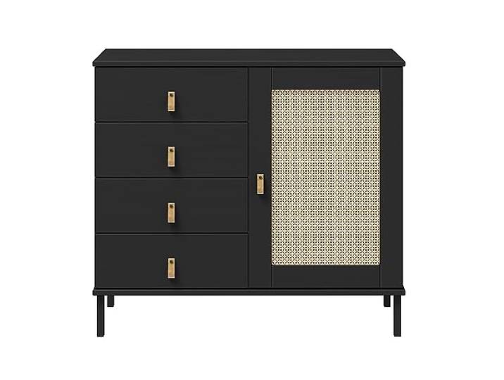 Woodroom Valenica - Sideboard Kiefer massiv lackiert 90x80x40 cm Kommode Schrank schwarz
