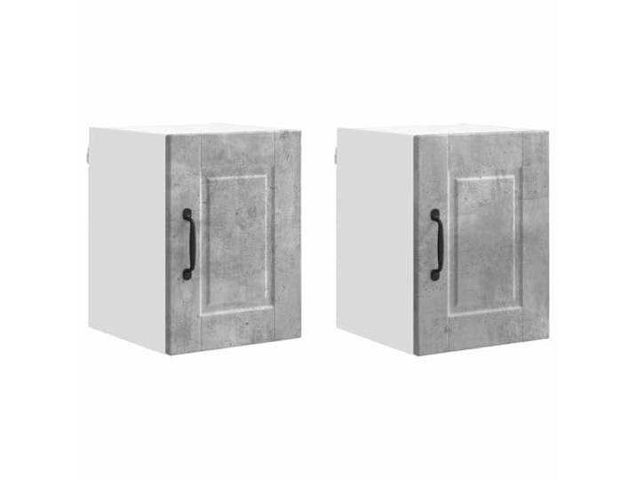 KGHFDVB Wandschrank 30 x 31 cm Porto 2 STK. Betongrau Holzwerkstoff Holzwerkstoff, 2 Türen und 2 Regalböden, Wandmontage für Küche, 2er Set, Regalmaß 30 x 31 cm, Betongrau