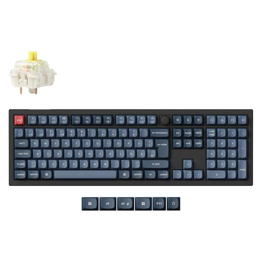 Keychron V6 Max (schwarz/blaugrau, DE-Layout, Gateron Jupiter Banana, Hot-Swap, RGB) (DE, Kabelgebunden) (V6M-D4-DE)