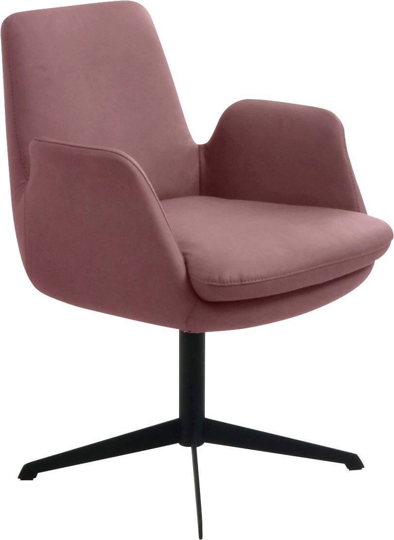 Drehstuhl K+W KOMFORT & WOHNEN "Cube", rot (cabernet 15, schwarz), B:63cm H:84cm T:65cm, Stühle, Drehstuhl, Rückholfunktion, Untergestell schwarz cabernet 15, schwarz B/H/T: 63cm x 84cm x 65cm, Leder CLOUD
