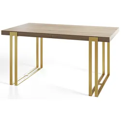 RECHTECKIGER Esszimmertisch ROSA, Größe: 160X90X77 cm, Wohnzimmertisch Farbe: SONOMA, mit Metallbeinen in Farbe Gold