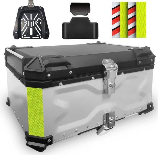 Motorrad Koffer - Koffer Helm - Koffer Motor Gepäckraum - Wasserdicht Aluminiumlegierung - 65L - Silber