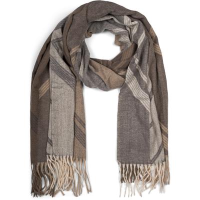 Schal STYLEBREAKER "Web Schal Geometrisch", Damen, grau (grau, beige), Obermaterial: 100% Viskose CV., Modisch, Modetücher Schal