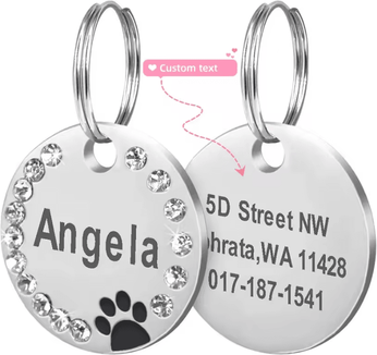 Inspire Curations DiamondTag Personalized Stainless Steel Pet ID Pendant black