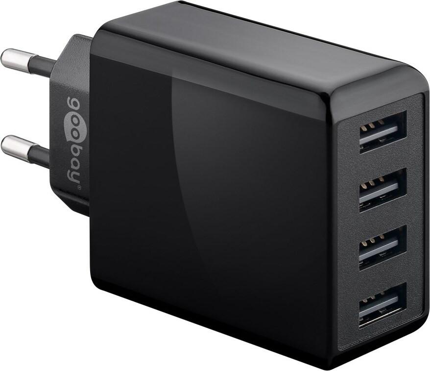 Goobay USB-oplaadstation, multifunctionele 30W USB-oplader voor 3 apparaten, zwart