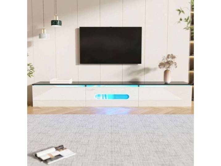 Meuble TV 180cm LED 16 couleurs Noir blanc finition brillante montage mural multicolore MEUBLE TV