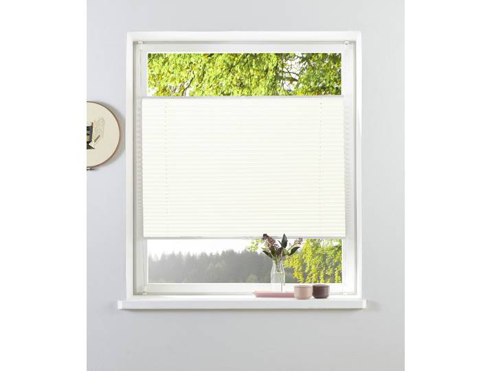 Plissee GOODPRODUCT NELLIA Gr. 14, weiss (weiß), B:70cm H:210cm, Obermaterial: 100% Polyester, Plissees, Plissee, Klemmfix, feine Struktur, NEUHEIT für Fenster & Tür, Lichtschutz