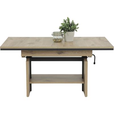 Couchtisch HELA "INGO", braun (viking oak, anthrazit, viking oak, anthrazit, viking oak, anthrazit), B/H/T: 150cm x 72cm x 70cm, Einlegeplatte, Tische, Couchtisch, ausziehbar; Synchronauszug; Höhenverstellbar; Ablageboden