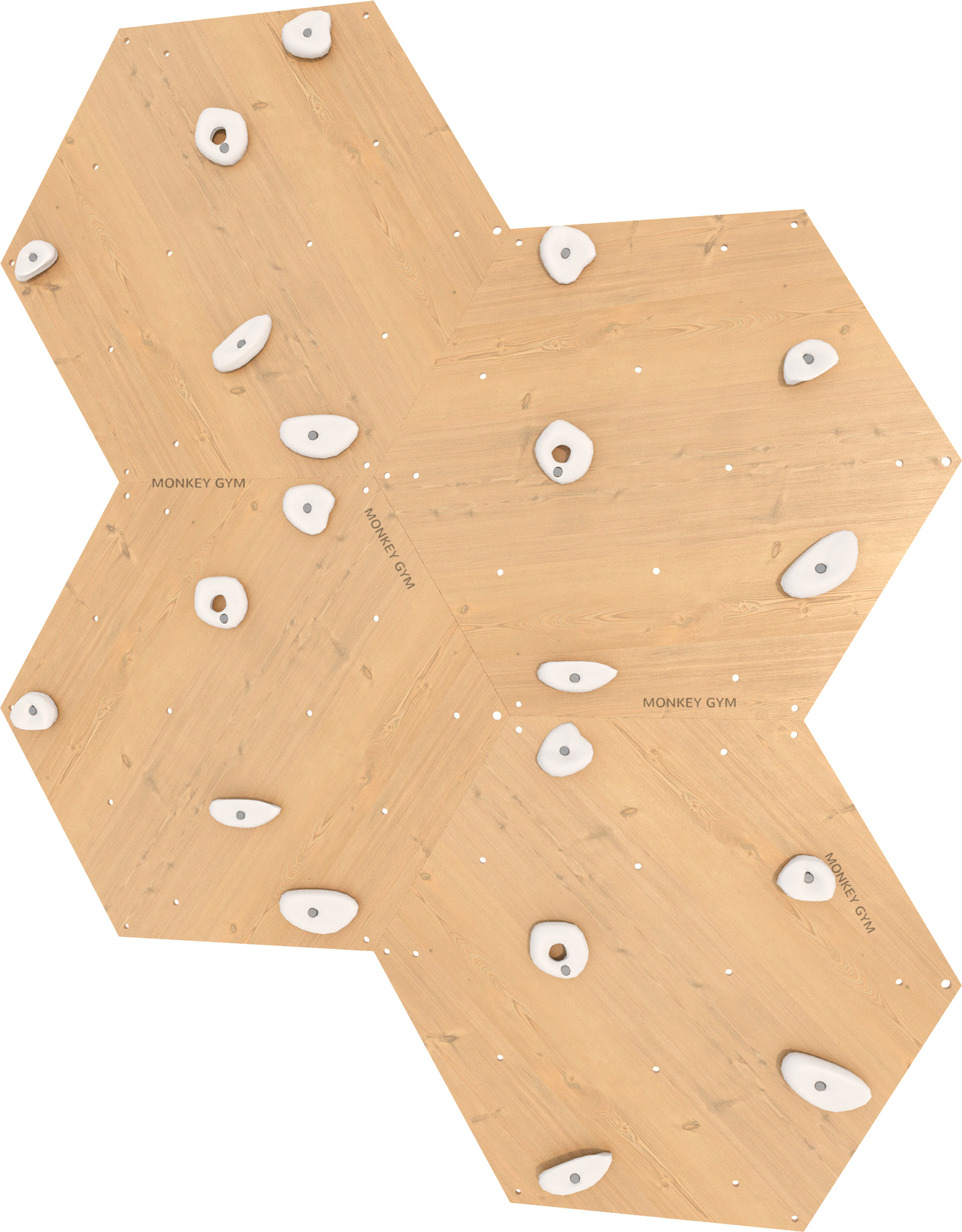 Holz-Kletterwand Set Würfel 4 - weiße Griffe