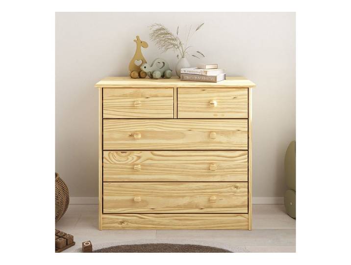 IDIMEX Kommode RONDO, Kommode Anrichte Sideboard mit 5 Schubladen Kiefer massiv lackiert in
