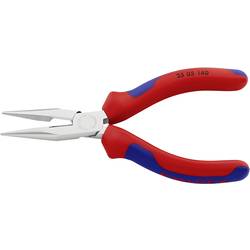 Knipex 25 05 140 Elektrotechnik und Feinwerktechnik Flachrundzange Gerade Vanadium Elektrostahl 140 mm