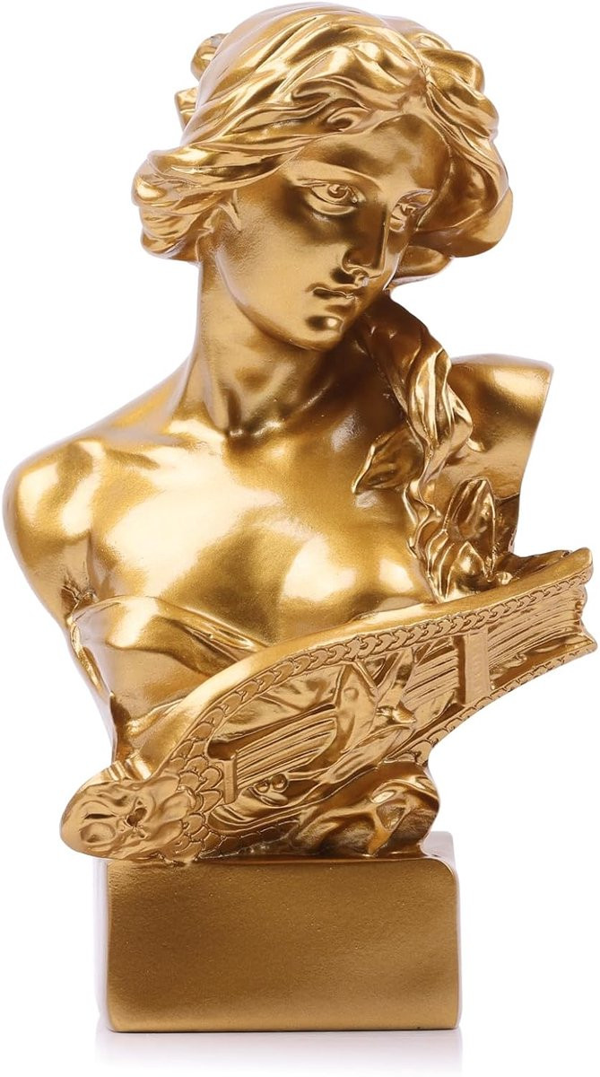 LCCCK Aphrodite Standbeeld Gouden Griekse Mythologie Sculptuur van Hars voor Woondecoratie, 15 cm
