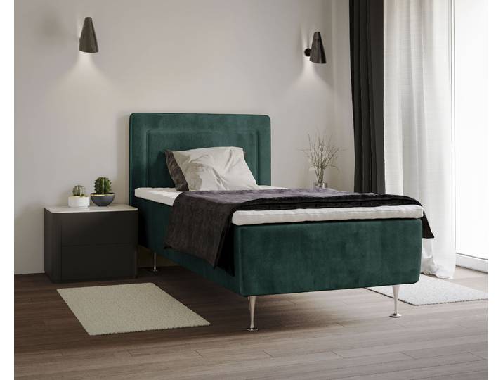 Boxspringbett, 100% Polyester, Dunkelgrün, 81×208 cm, H2/H3, Modern, Inosign