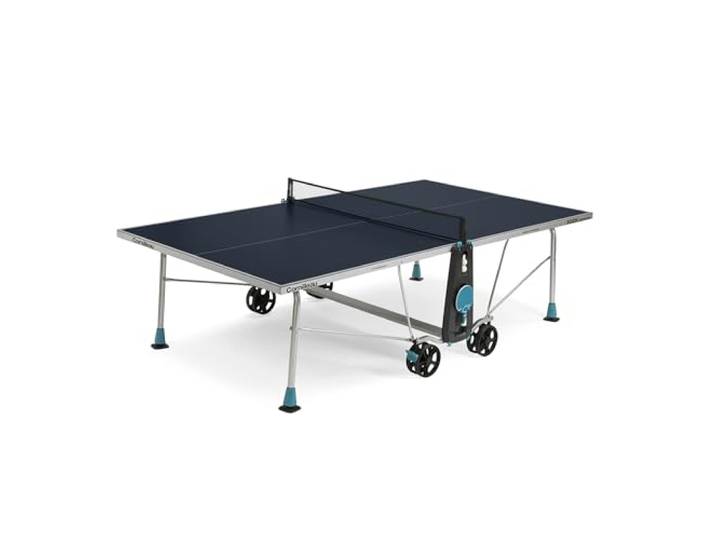 CORNILLEAU 200x - Outdoor Tischtennisplatte - Klappbar - Wetterfest - 5 mm Melaminharzplatte - 10 Jahre Garantie - Tischtennistisch für draußen - Turniermaße - Blau