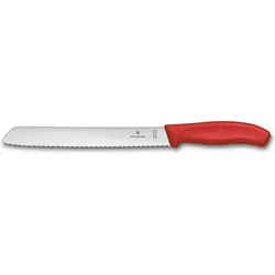Victorinox Swiss Classic, Brotmesser, 21cm, wellen, rot, blister, Küchenmesser, Rot