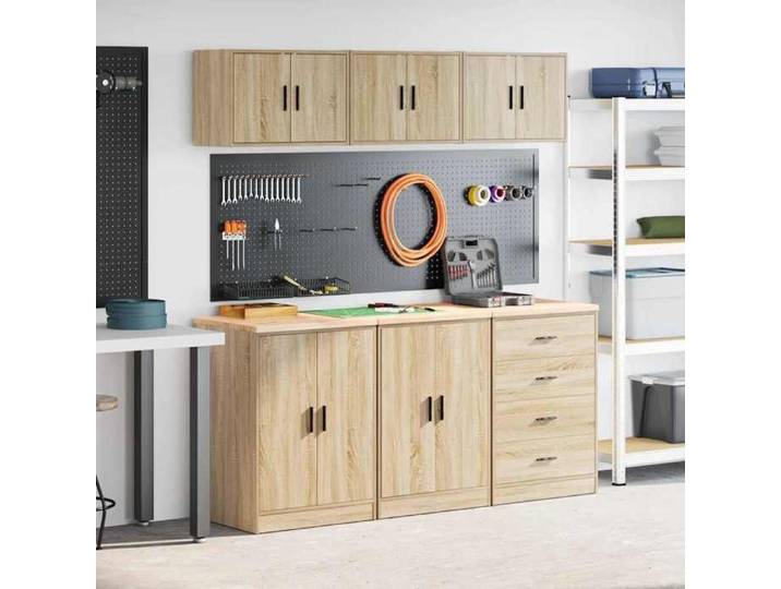 Armoires de garage 6 pcs chêne sonoma bois d'ingénierie armoire de rangement de garage armoire de rangement établi 3328343