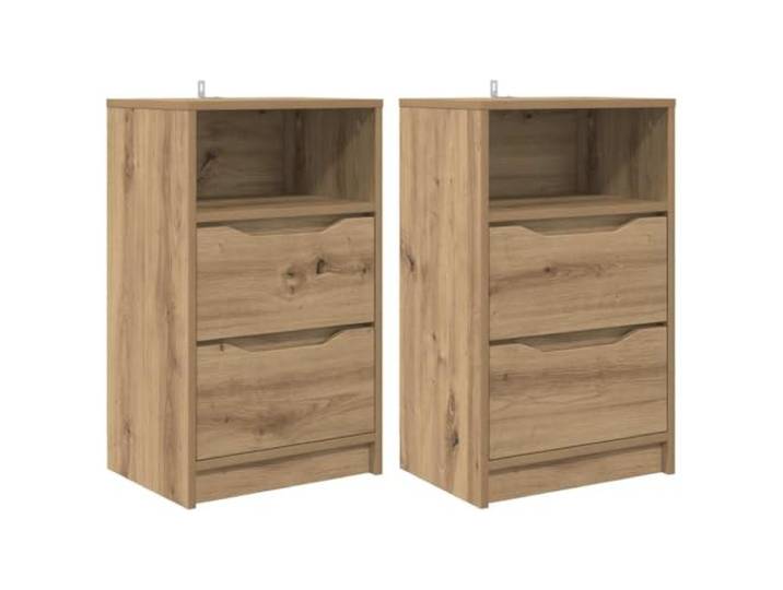 Heofavd Nachttisch 2er Set Artisan-Eiche 40x30x67cm Holzwerkstoff