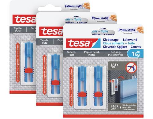 Tesa 77778 Klebenagel-Leinwand verstellbar Weiß Inhalt: 6St.