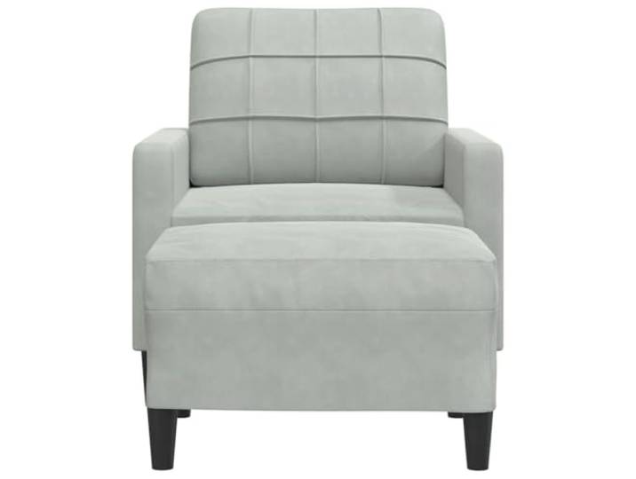 KTHLBRH Sessel aus Samt, hellgrau, 60 cm, mit Fußstütze Gestell aus robustem Metall, Polsterung aus Schaumstoff, modernes Design, 2 Stück