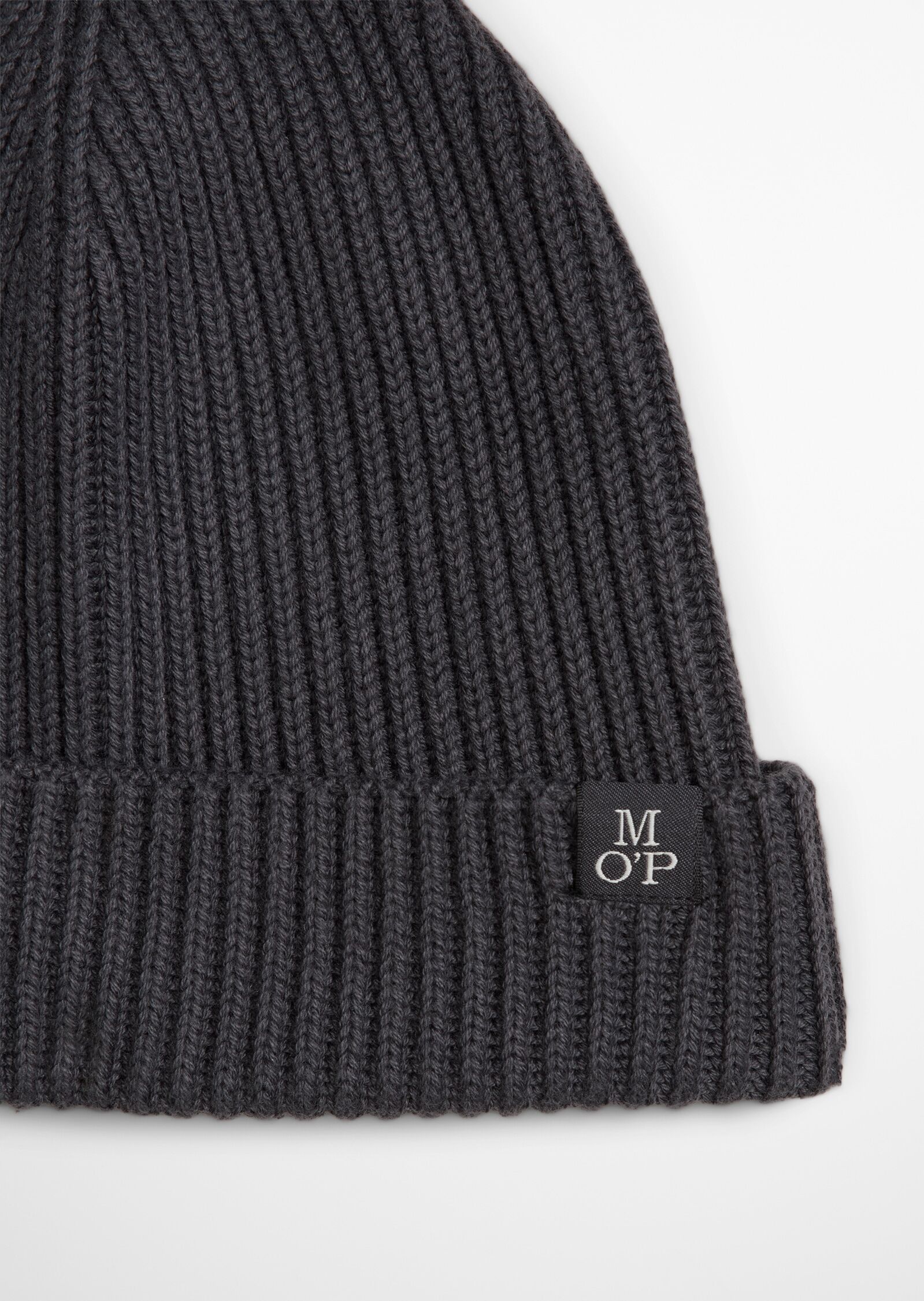 Marc O' Polo Beanie MARC O'POLO, Damen, Gr. L, grau (dunkelgrau), Strick, Baumwollmischung, Mützen Beanie dunkelgrau L