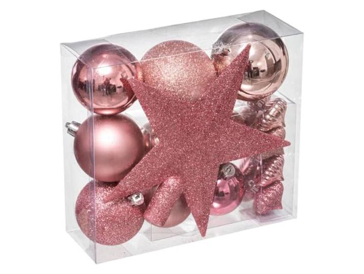 FEERIC Christmas - Décoration de Sapin de Noël Kit de 18 pièces Boules et Cimier - Nuance de Rose