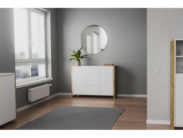 Kommode Denville 120 cm 120 x 88 x 40cm Weiß/Weiß